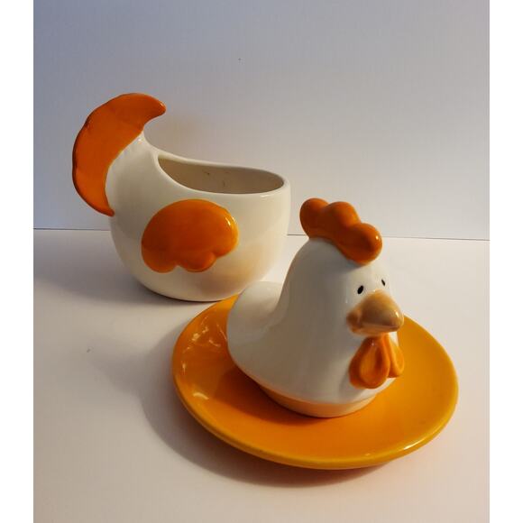 Vintage Ceramic Chicken Cookie Jar with Base Plate - Picture 5 of 6